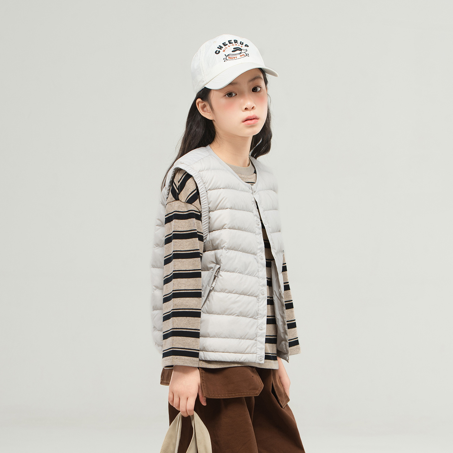 Children's Winter Korean Style Lightweight down Jacket Vest for Girls and Babies 90 White Duck down Lightweight Warm Liner down Vest