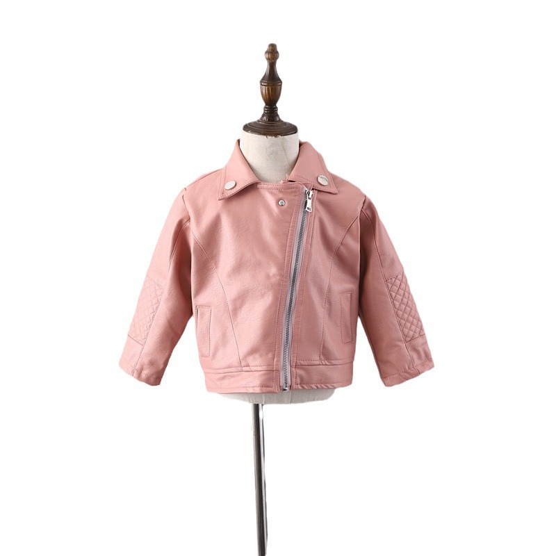 Boys Pu Lapel Leather Jacket Spring Ins Spring Kidsren's Clothing Kidsren's Korean Style Outwear Kidsren's Baby Short Leather Jacket