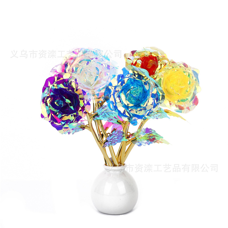 Elbow Gold Foil Flower Valentine's Day Color Gold Rose Cross-Border Foreign Trade Elbow Gold Foil Flower Rose Smile Rose Flower