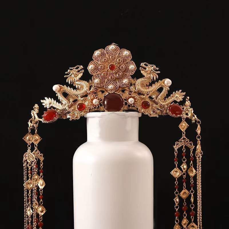 Factory Direct Sales Children's Hanfu Element Headwear, Ancient Style Tang Style Hair Crown, Tassel Fairy Hair Accessories, Performance Costume Hair Accessories