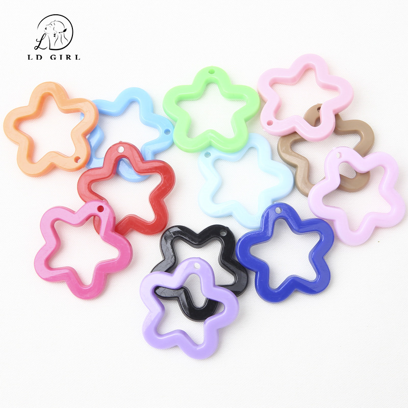 Acrylic Real Color/Transparent Hollow Five-pointed Star Pendant Pendant DIY Handmade Jewelry Accessories Keychain Bag Hanging