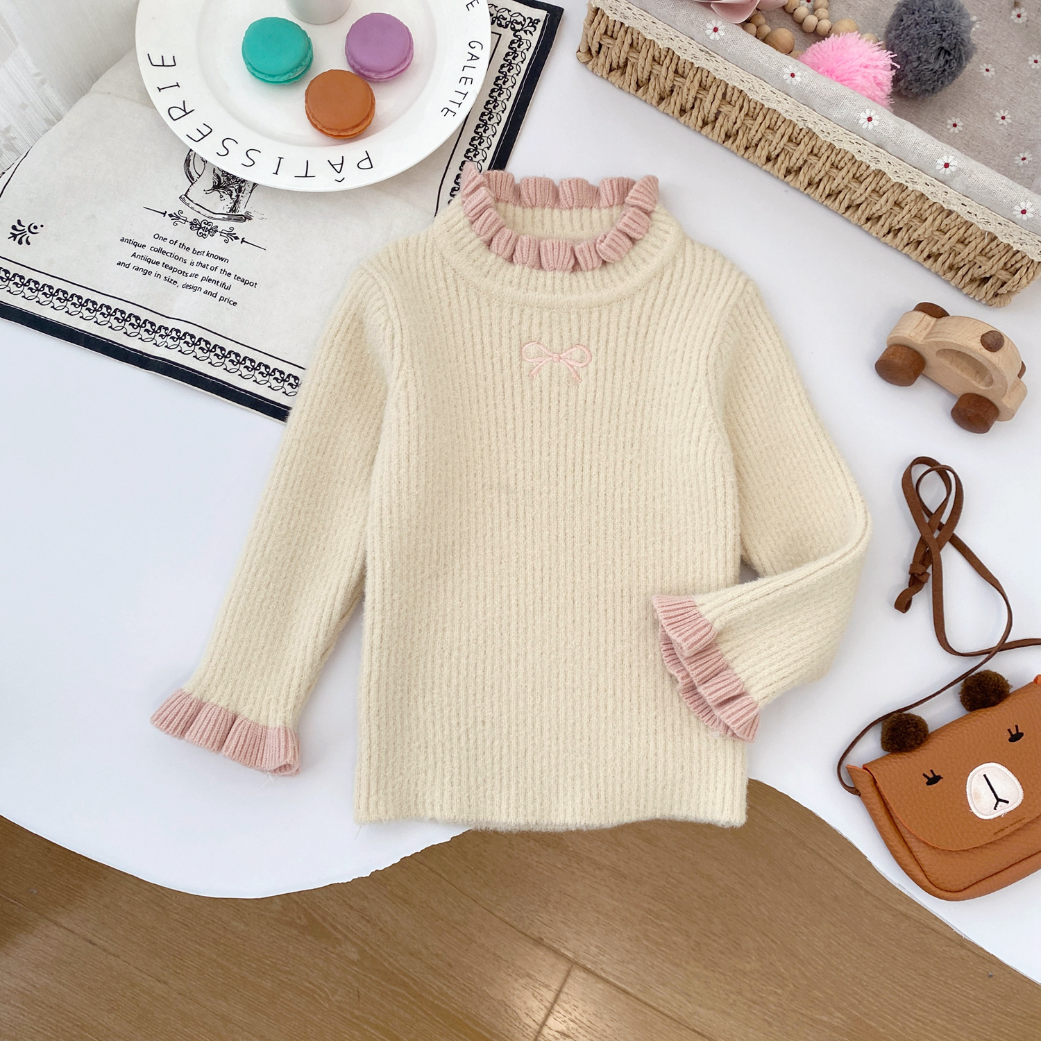 Girls Sweater 2025 Autumn and Winter New Baby Velvet Stretch Top Children's Clothing Winter Children's Knitted Bottoming Shirt