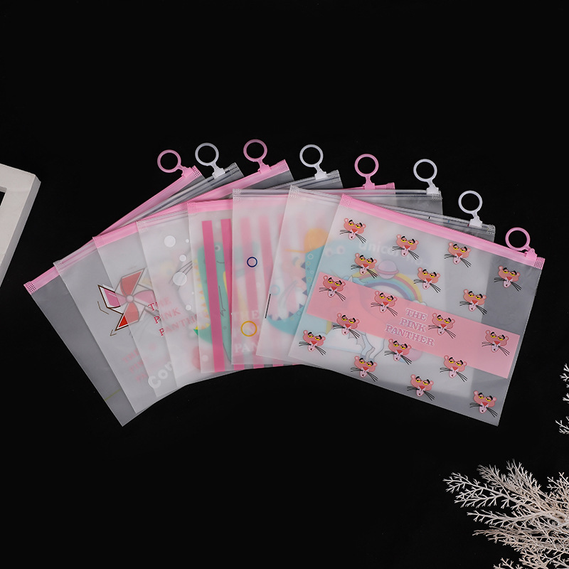 Translucent CPE Unicorn Pull Ring Pencil Case Cosmetic Pull Ring Bag Kindergarten Ice Sleeve Packaging Bag Fit Bag