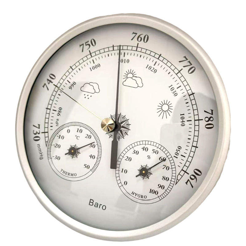 Cross-Border 130mm Three-In-One Temperature and Humidity Meter Air Pressure Meter Thermometer Hygrometer Air Pressure Meter Weather Station Instrument