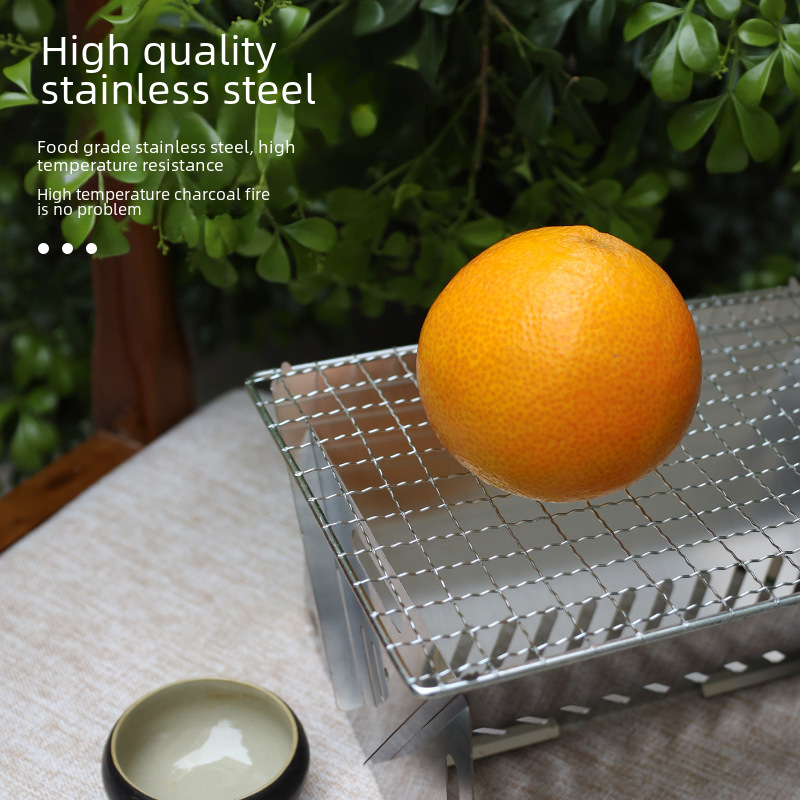 Household Outdoor Folding Card Stove Barbecue Grill Charcoal Fired Firewood Fired Barbecue Stove Camping Fire Burning Table Portable