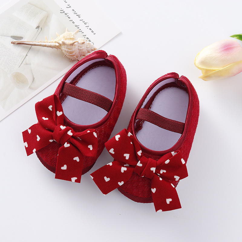2022 new princess shoes 0-3-6-October baby shoes INS baby shoes bow single-layer shoes soft soled toddler shoes
