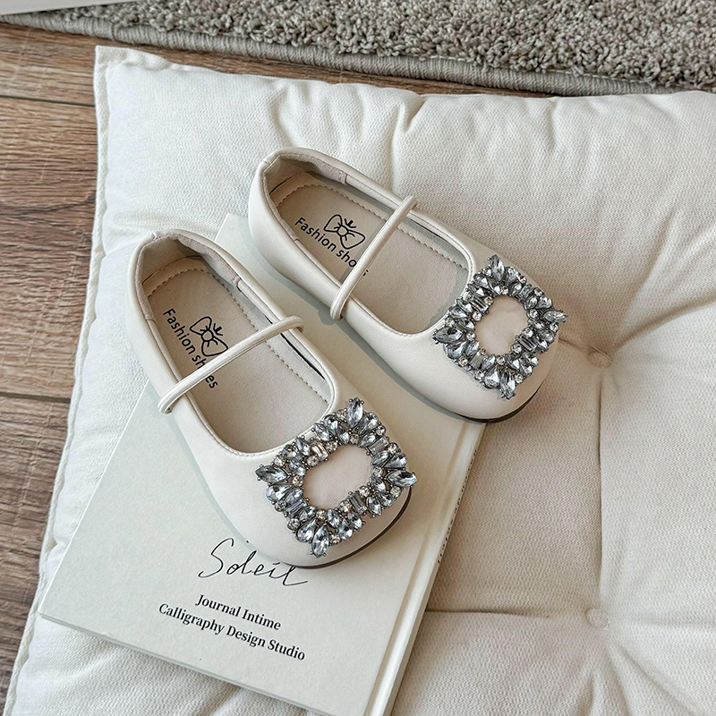 French Style Square Toe Ballet Shoes for Women 2025 Spring and Summer New Style Rhinestone Slip-Ons with Skirt Soft Sole Shoes