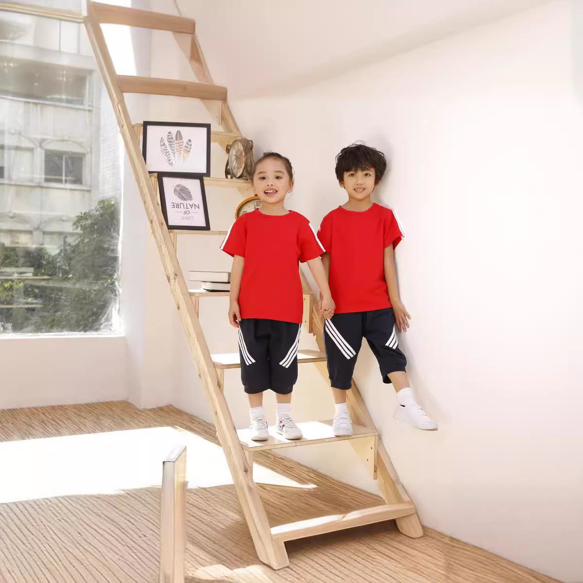 Форма для детского сада, летняя форма для классов, форма для начальной школы, летние наряды для родителей и детей, спортивные костюмы для детей, с коротким рукавом