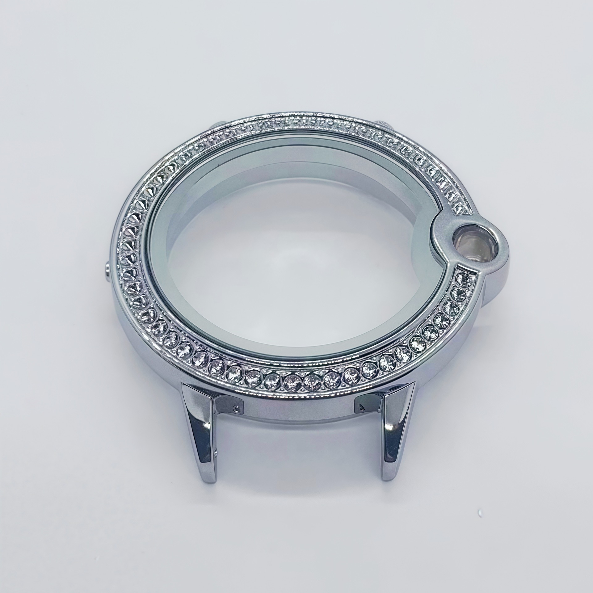 Fashion Women's Watch Case with Enlarged Glass Beads, Zinc Alloy Watch Half-Pack Protective Case, Pc Cut Out with Diamonds