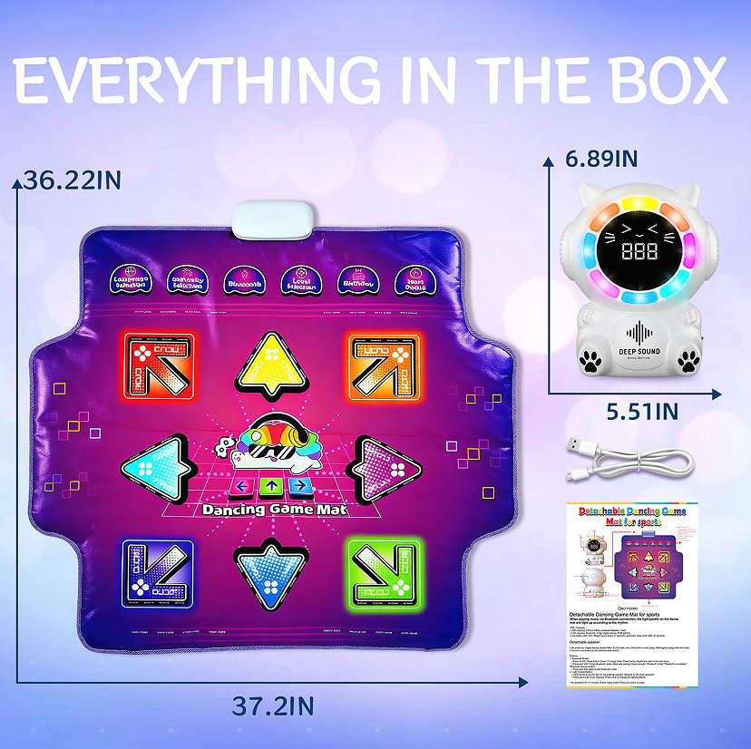 Yiqu New Product Music Light Bluetooth Dance Mat Detachable Speaker Game Mat Multifunctional Children's Toy Wholesale