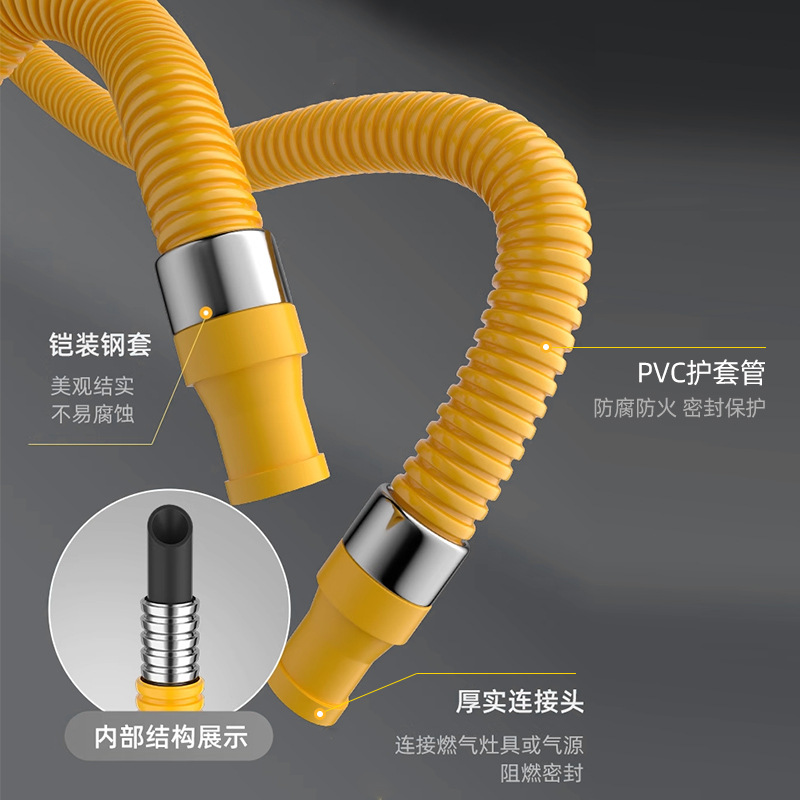 New National Standard Explosion-Proof Gas Pipe Gas Pipe Liquefied Gas Natural Gas Gas Stove Special Connection Metal Armored Hose
