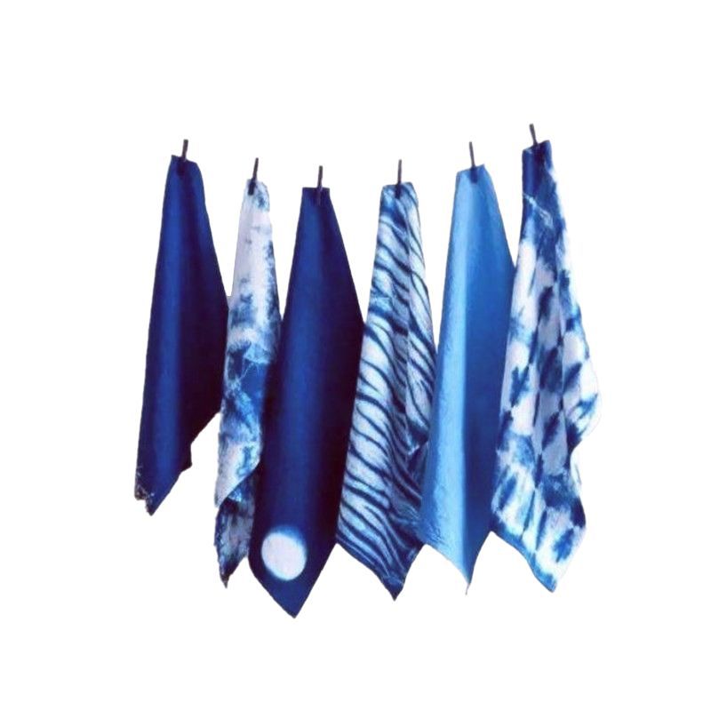 Tie-dyed Cloth Pure Cotton Tuo-dyed Square Square Square Plant-dyed Handkerchief Knock-dyed Pure Cotton Pure White Blue-dyed White Cloth for Kindergarten