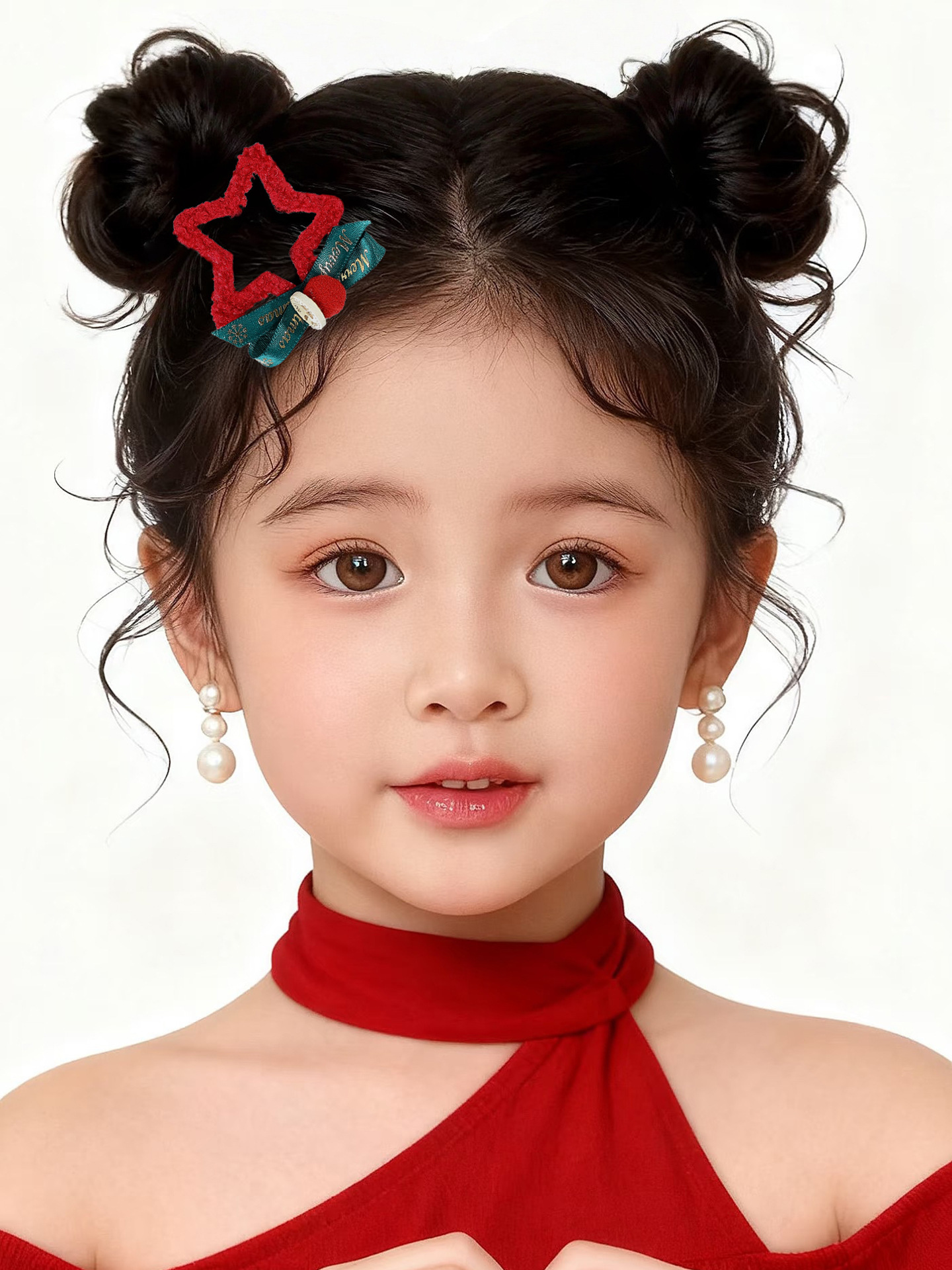Children's New Year Red Plush Star Hairpin Girls Bangs Broken Hair Side Clip Girls Autumn and Winter Hairpin Bb Clip