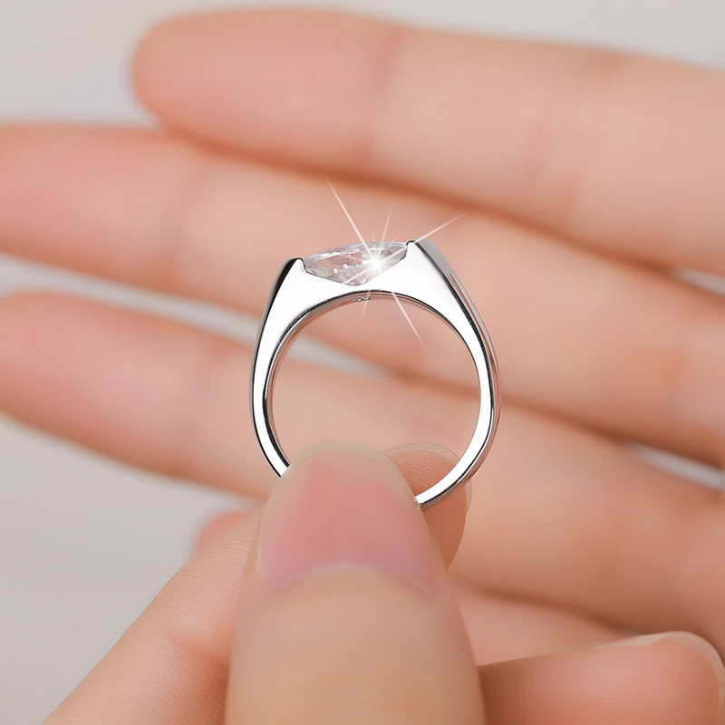 Cross-border Hot-selling New Simple Marquise Diamond Ring Is 925 Silver 5*10 Marquise Moissanite Design Couple Ring