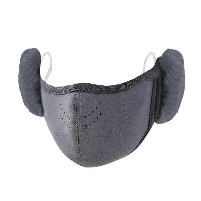 Plush Warm Mask with Earmuffs for Women in Autumn and Winter Cute Plush Windproof and Coldproof Ear Protection Mask Two-In-One Mask