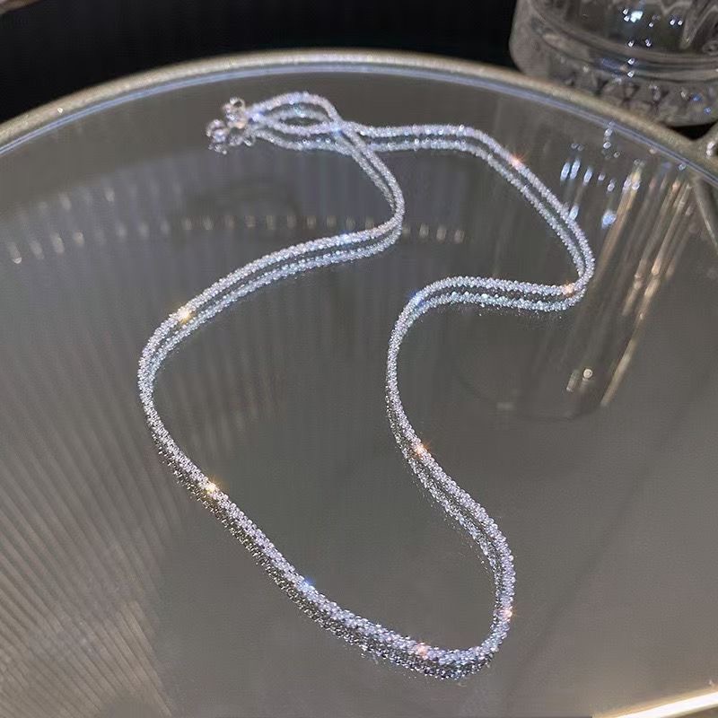 Ginky Stars Sparkling Necklace High-end Light Luxury Personalized Niche Simple Shining Simple Chain Clavicle Chain Necklace Chain for Women