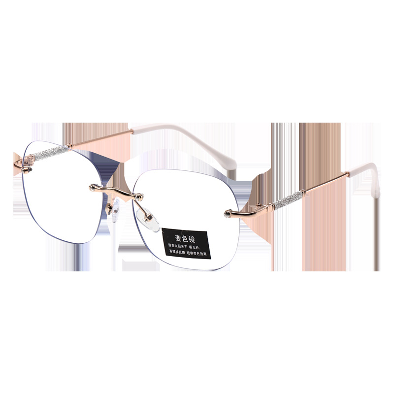 2025 Color-Changing Frameless Reading Glasses Hd Fashionable Anti-Blue Light Metal Reading Glasses Elegant Ultra-Light Glasses for the Elderly