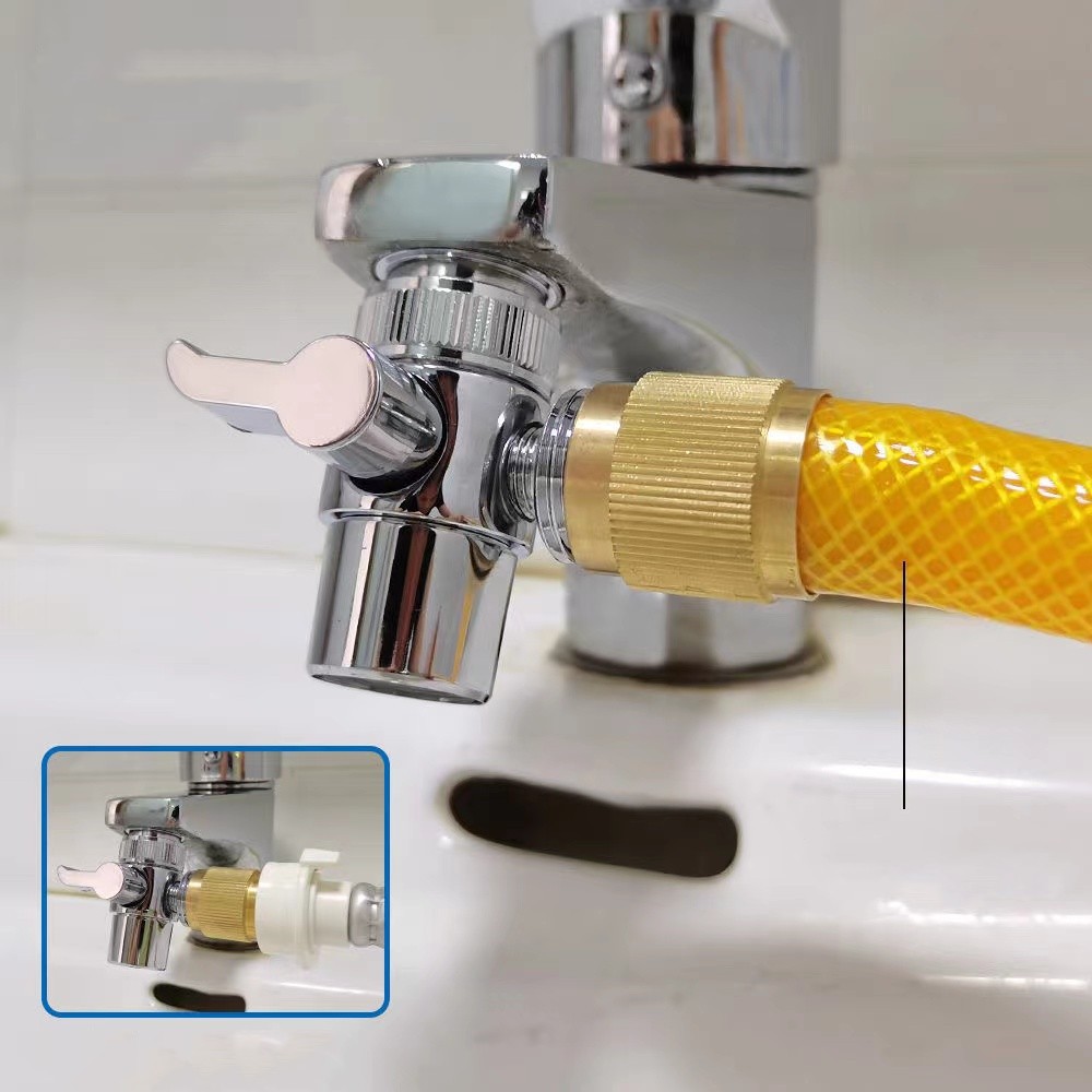 Hot and cold faucet splitter kitchen basin faucet water distribution Tee connector one-in-two-outlet water separator washing machine
