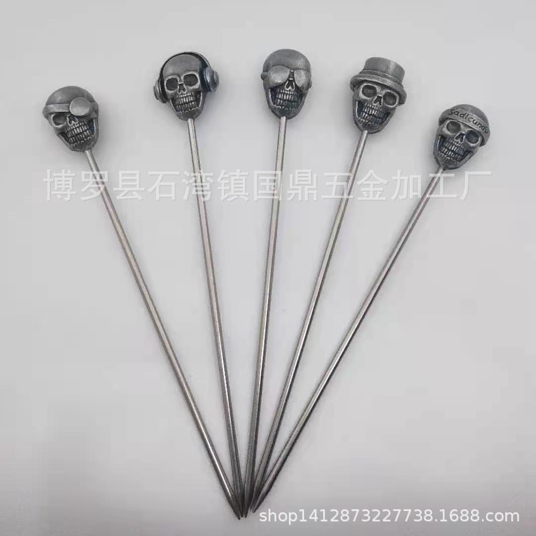 Cross-Border 304 Stainless Steel Fruit Picks, Fruit Needles, Bar Cocktail Decoration Picks, Olive Preserves, Metal Wine Picks