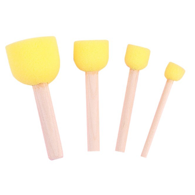DIY Wooden Handle Sponge Brush Round Painting Kindergarten Kidsren Early Education Brush Mushroom Head Seal Sponge Painting Brush