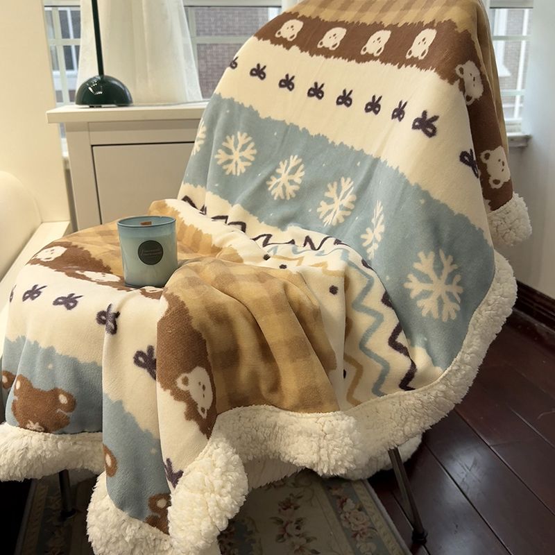 Thickened Autumn and Winter Warm Bear Lamb Velvet Single and Double Casual Blankets, Velvet Blankets, Home Blankets, Milk Velvet Blankets
