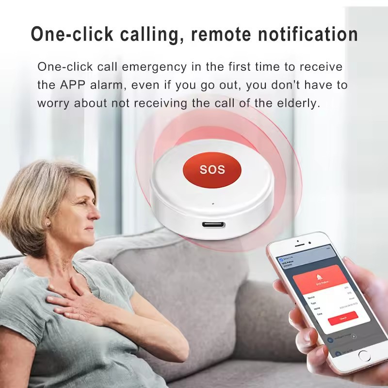 Tuya Wifi/Zigbee Smart Security Sos Switch App Emergency Linkage Smart Home Emergency Alarm