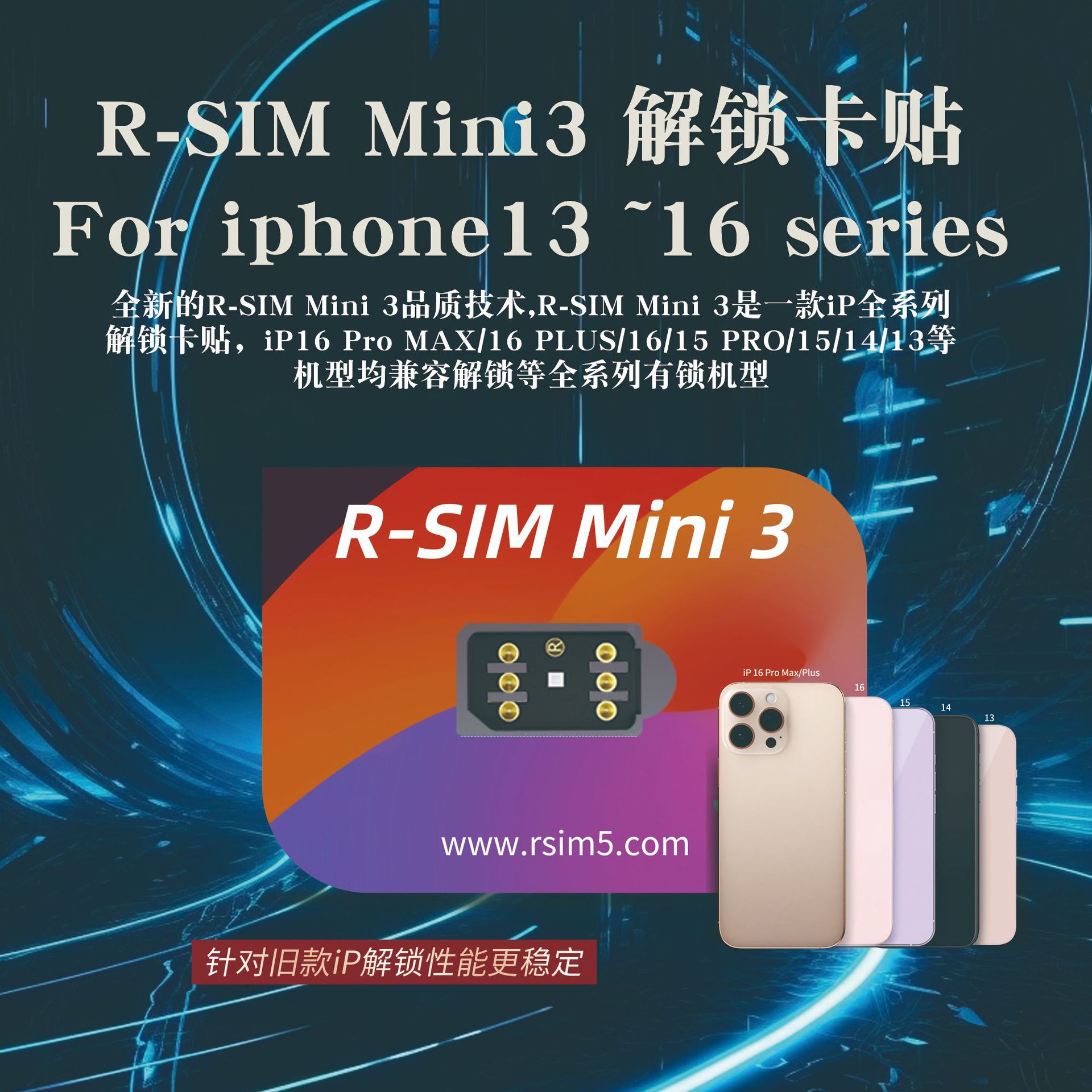 Rsimclub разблокирующая наклейка R подходит для Apple наклейки R-Sim Mini3 Ios18 система разблокирующая наклейка