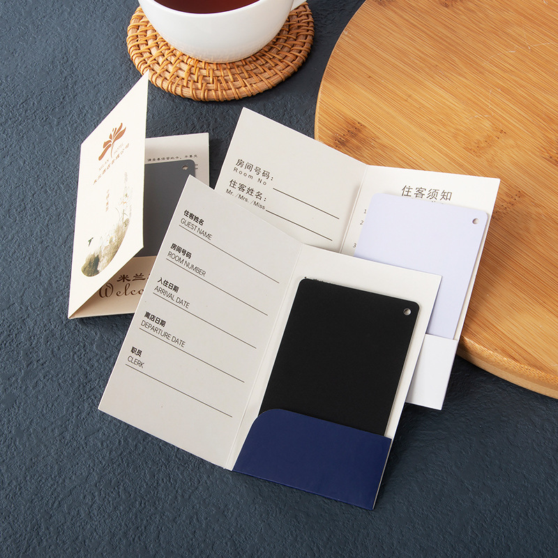 Source Manufacturer Customized Hotel Room Card Holder, Hotel Ktv Foldableing Colorful Paper Room Card Holder Printing Customization