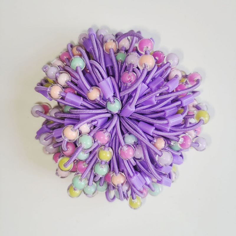 Korean Style Internet Celebrant Colorful Beaded Hair Rope Hair Tie Basic Headwear Macaron Handmade DIY Children's Rubber Tendon Hair Ring