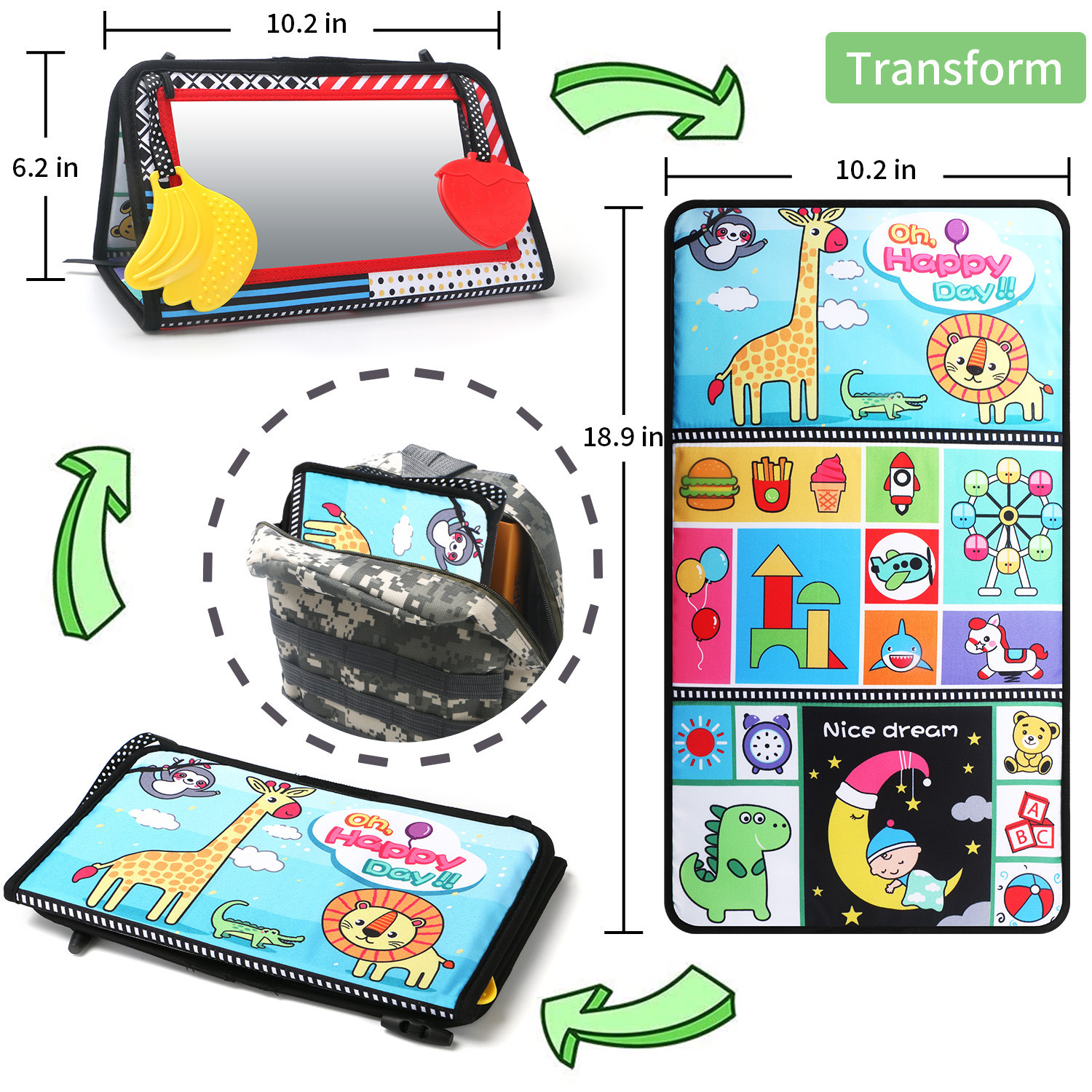 Aipinqi Children's Desk Calendar Cloth Book with Funny Mirror Animal Enlightenment Early Education Amazon Sound Chewable Pendant