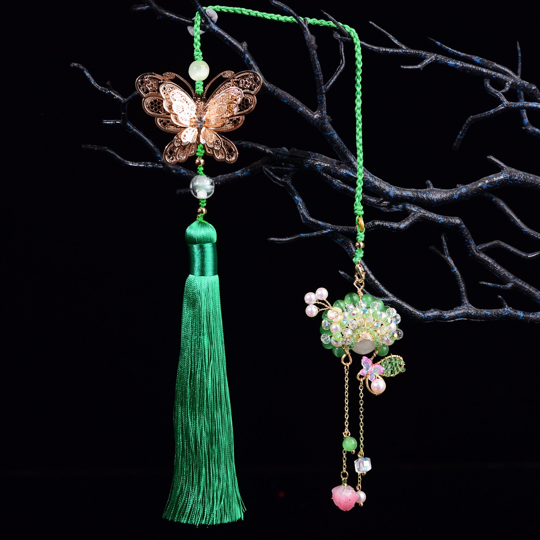 Original Swordsma Dan Antique Style Super Immortal Small Fresh Ancient Clothing Hanfu Green Chinese Style Headwear Hanging Ornaments