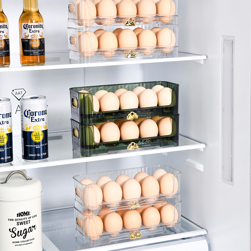 Household thickened box storage box transparent storage box kitchen fresh-keeping refrigerator side door multi-layer stackable egg mop