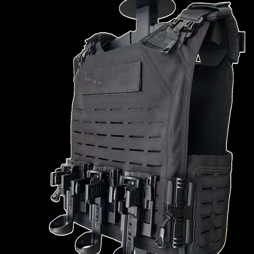 Black Tactical Stab-Proof Suit with Quick-Release Plastic Parts, Tactical Bullet-Proof Suit Can Be Printed with Logo
