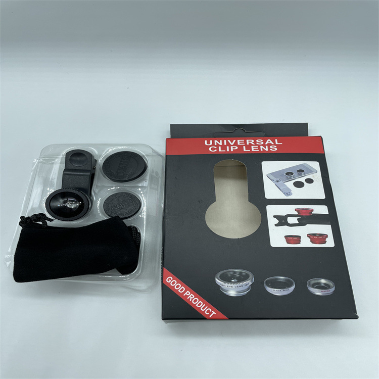 Three-in-one mobile phone macro fisheye lens acrylic wide-angle camera auxiliary lens factory direct sales