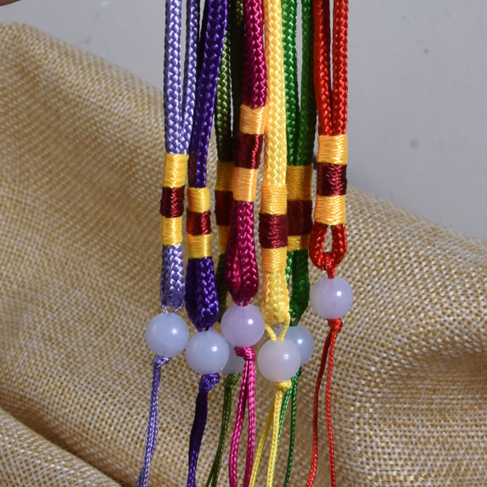 Jade Bead Lanyard Sachet Handle Rope, Buddhist Prayer Bead Lanyard Sachet, Incense Bracelet Lanyard DIY Accessory Rope