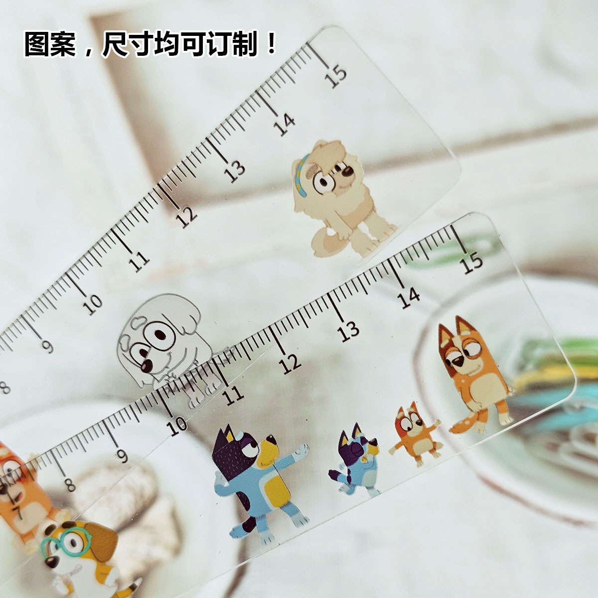 Acrylic cute cartoon ruler primary school stationery suit multiple choice manufacturers support custom wholesale