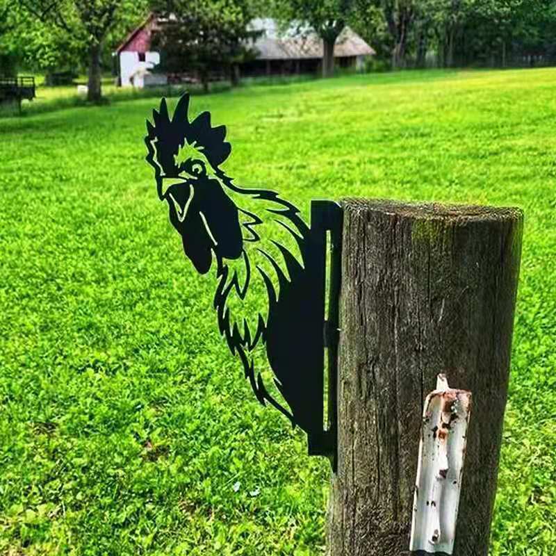Cross-Border Independent Station Garden Decoration Peeking Cow Outdoor Horse Sheep Chicken Dog Metal Iron Art Decoration Courtyard Plug-In Pendant