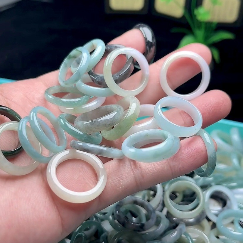 Burmese Jade, Hazardous Material Ring Jewelry, A-Grade Jadeite Ring, Jade Ware, Sihui Jewelry Wholesale, Icy Waxy Burmese Jade