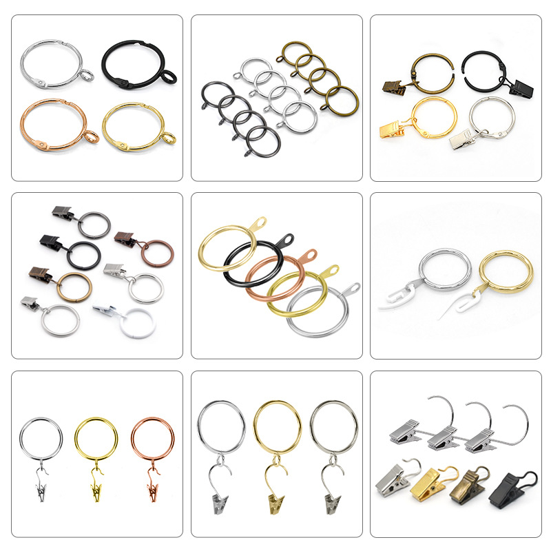 Cross-Border Hot-Selling Smooth Curtain Rings, Metal Curtain Rods, Curtain Hanging Rings, Hanging Curtain Ring Clips