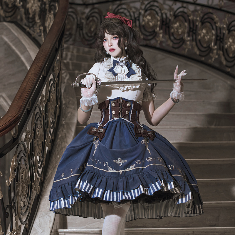 Original Gold Pointer Lolita Women's Shirt Waist Cover Half Skirt Daily Cute Lolita Sweet Skirt 6969