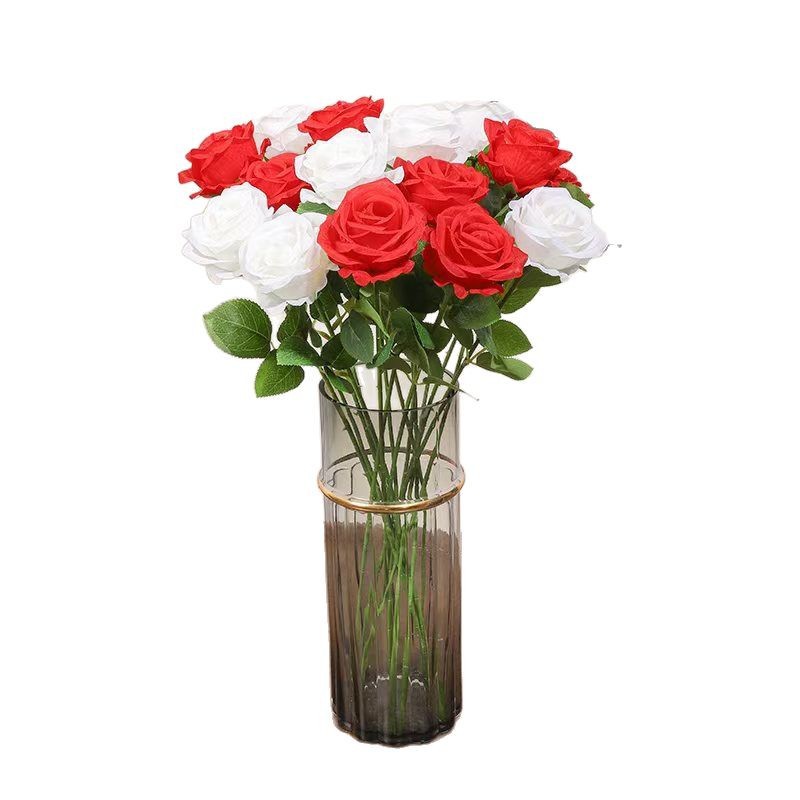 Simulation rose single silk cloth home wedding flower arrangement Valentine's Day rose wall decoration silk flower fake flower wholesale