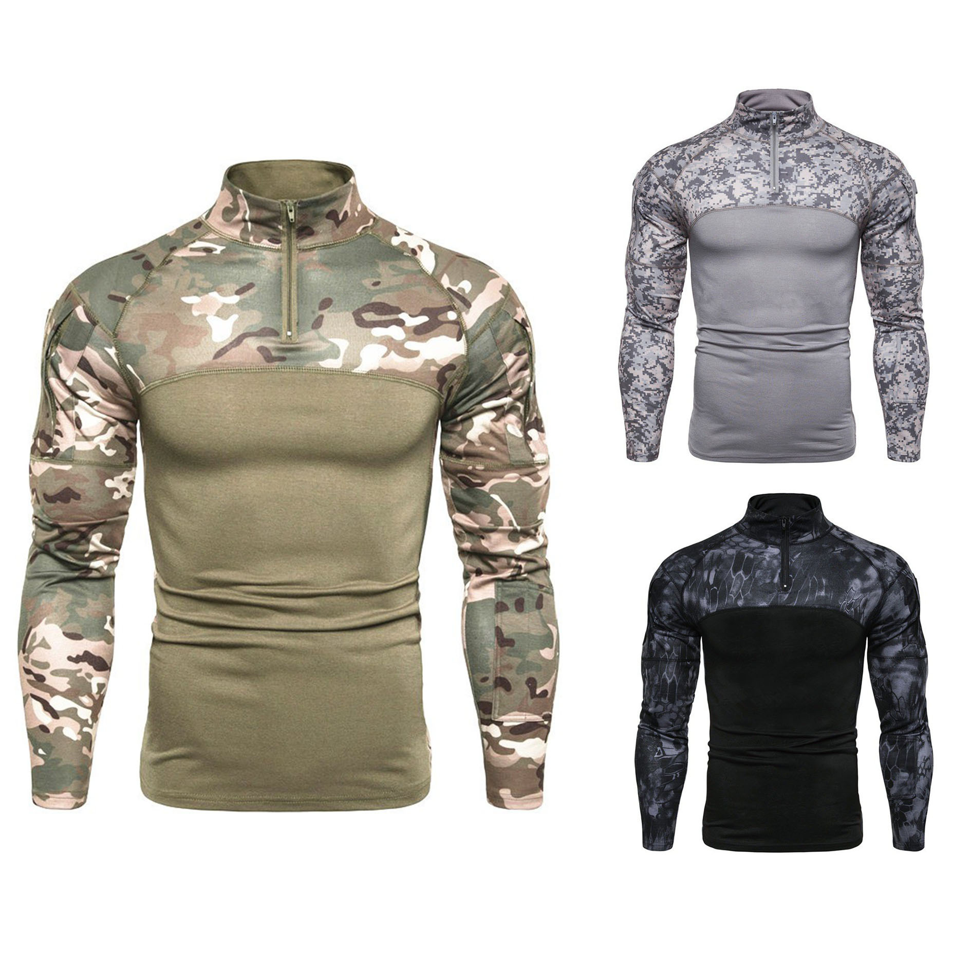 Мужская летняя камуфляжная футболка с длинным рукавом, молодежная тактическая одежда