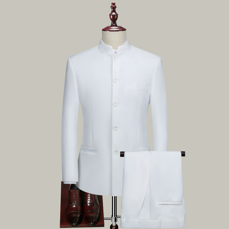 Zhongshan Suit Men's Youth Slim-fit Collar Suit Wedding Dress Banquet 