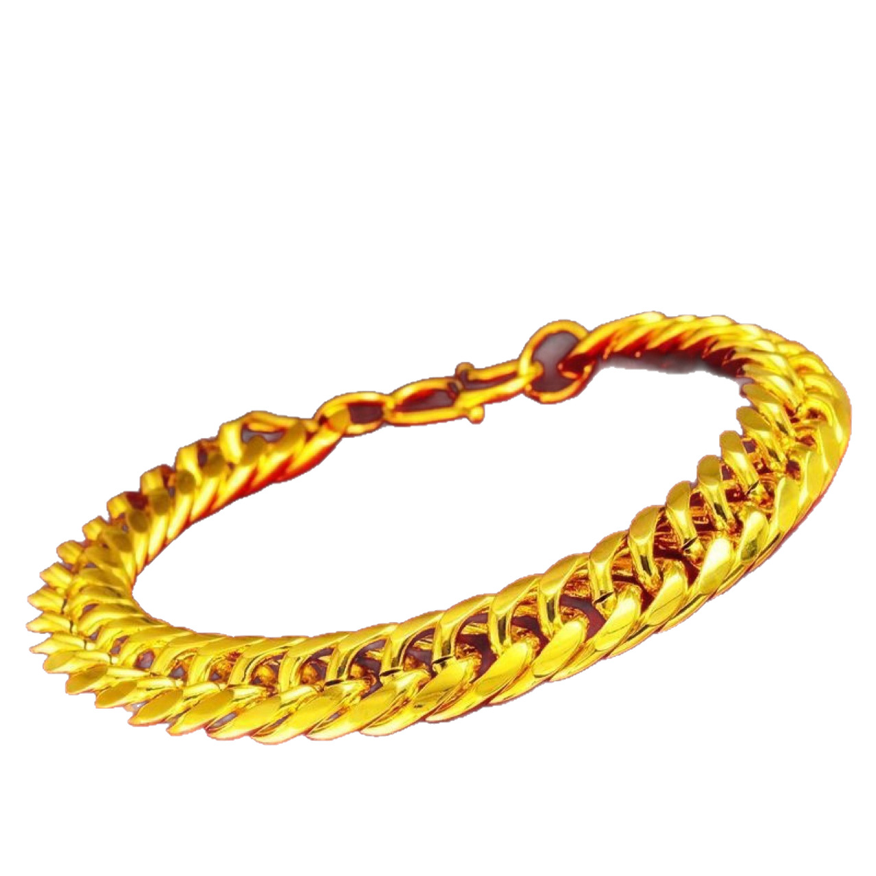 High-Quality Imitation Gold Bracelet, Bold Horsewhip Bracelet, Gold Bracelet, Men's Xizang-Style Plain Chain, Light Luxury Bracelet Gift