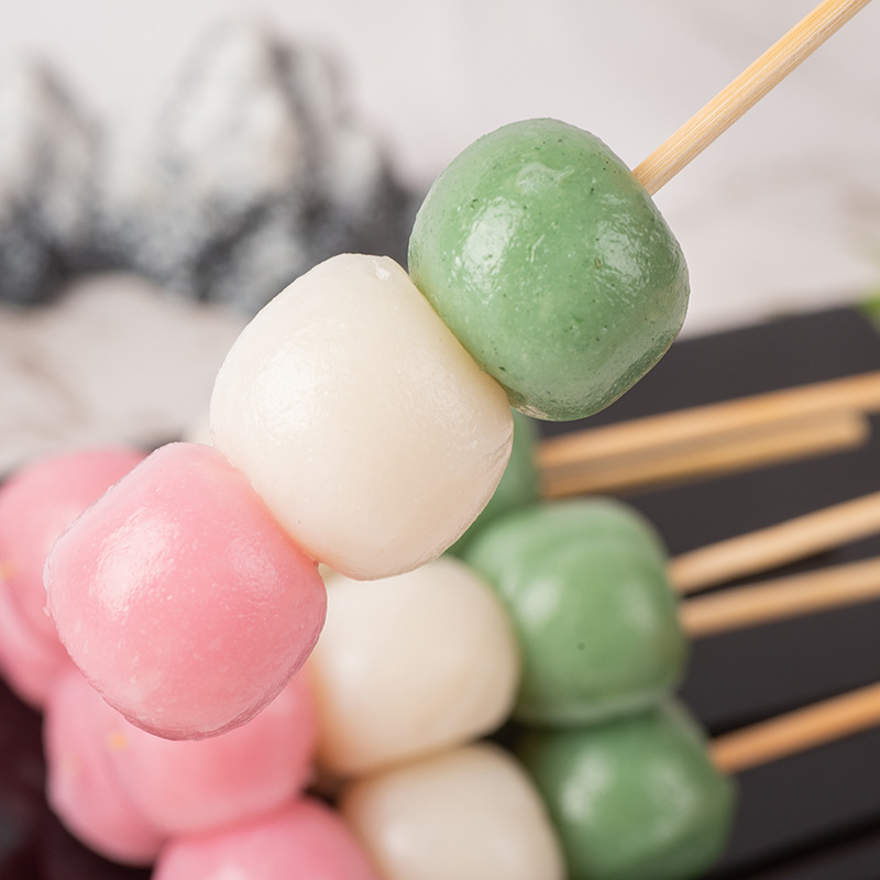 Shengnuo Three-color Balls String Animation Japanese Traditional Food Specialty Pastry Glutinous Rice Dumpling Instant in Open Bag 10 String Pack