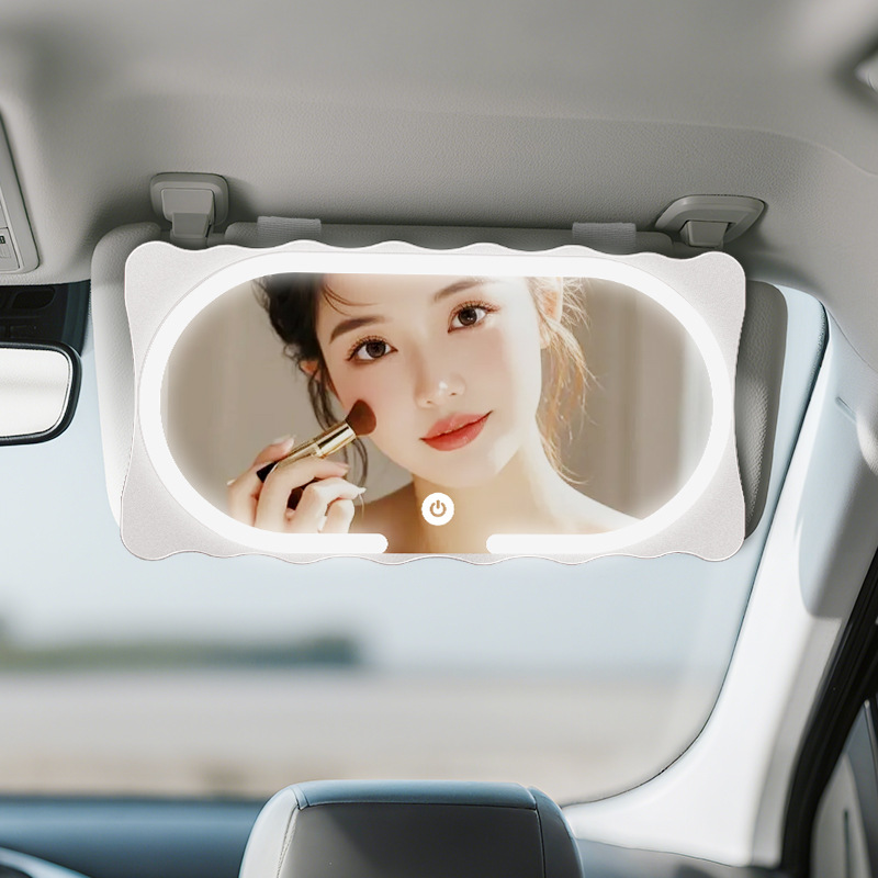 Car Sun Visor Vanity Mirror Three-Color Led Light High-Definition Mirror with Light Car Vanity Mirror High-Definition Makeup Mirror