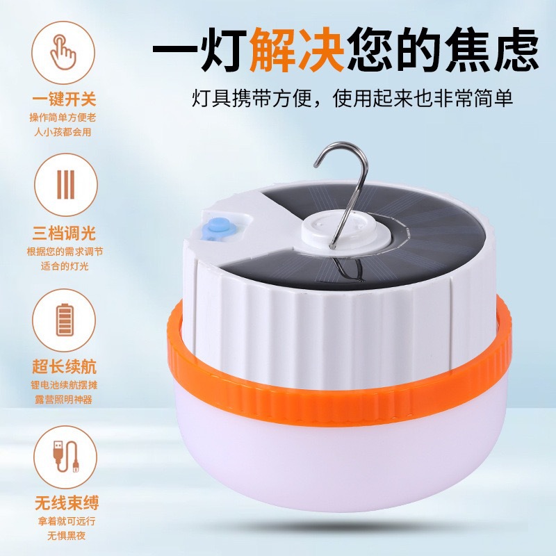 Солнечная складная перезаряжаемая лампа для кемпинга, портативная лампа для дома, аварийное освещение на улице