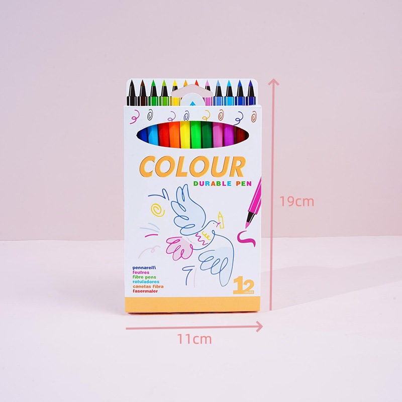 Factory sales color box 12 color watercolor pen wholesale children art graffiti painting color pen paint brush