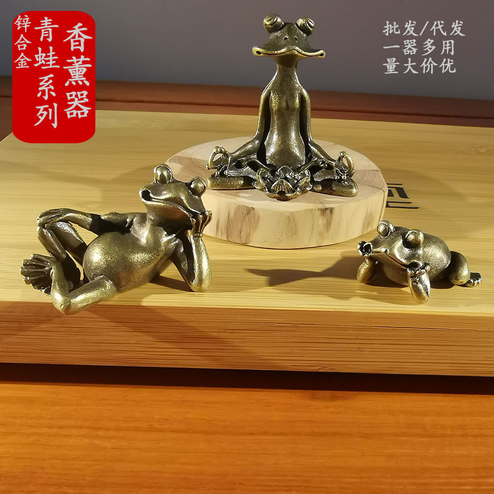 Винтажное бронзовое украшение лягушки для стола, чайный питомец, ароматерапия, подставка для благовоний, оптовая продажа