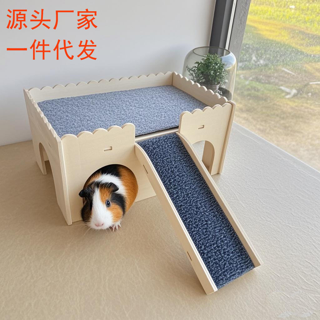 Деревянный домик для морских свинок, съемная клетка для хомяков, платформа для декорации